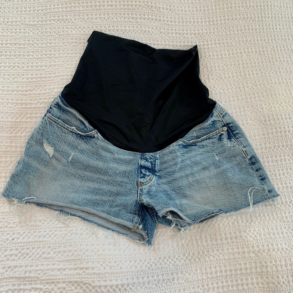 EUC LOFT distressed maternity cut offs